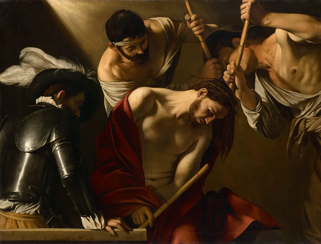 Crowning with Thorns (1607) in Detail Caravaggio